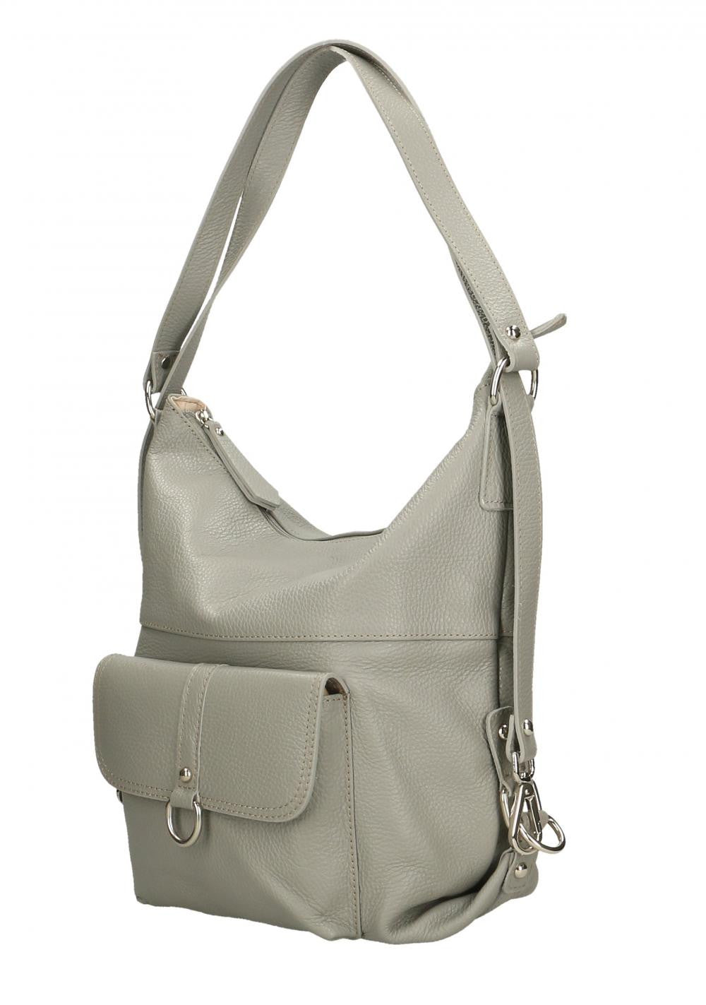 Sac multiposition en cuir grainé RIMINI Gris clair
