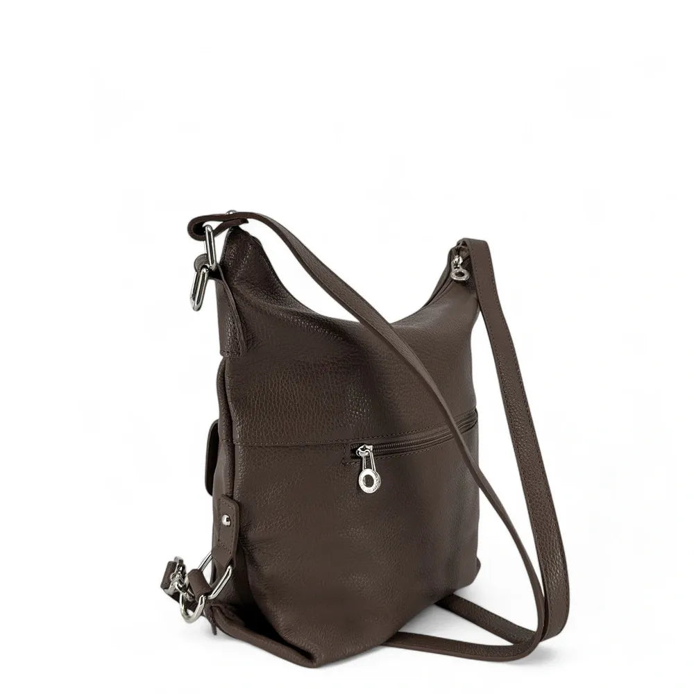 Sac multiposition en cuir grainé RIMINI Chocolat
