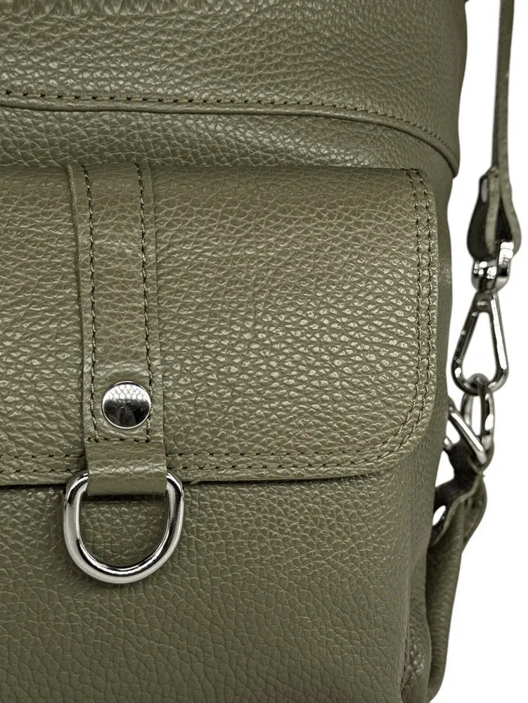 Sac multiposition en cuir grainé RIMINI Kaki