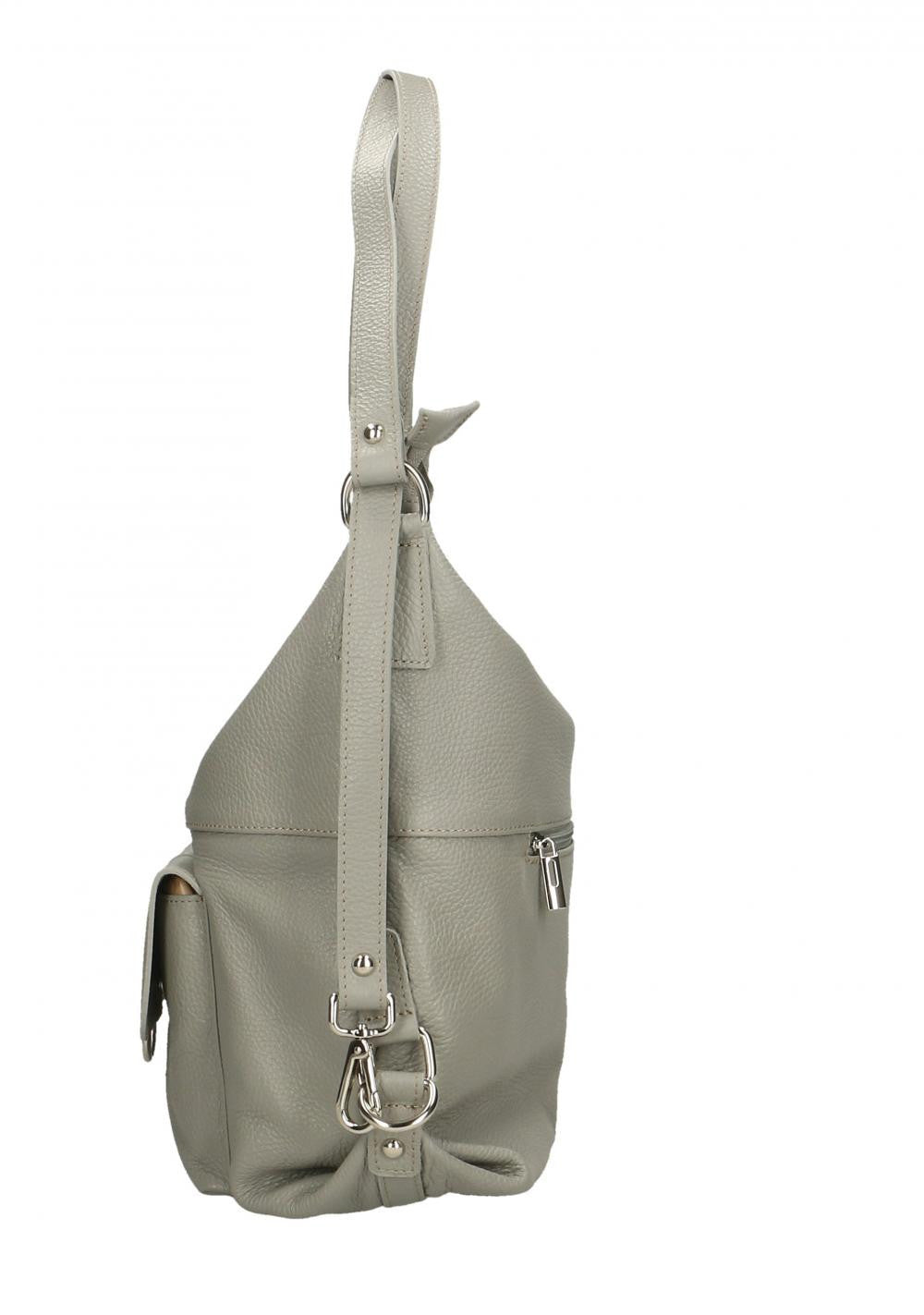 Sac multiposition en cuir grainé RIMINI Gris clair