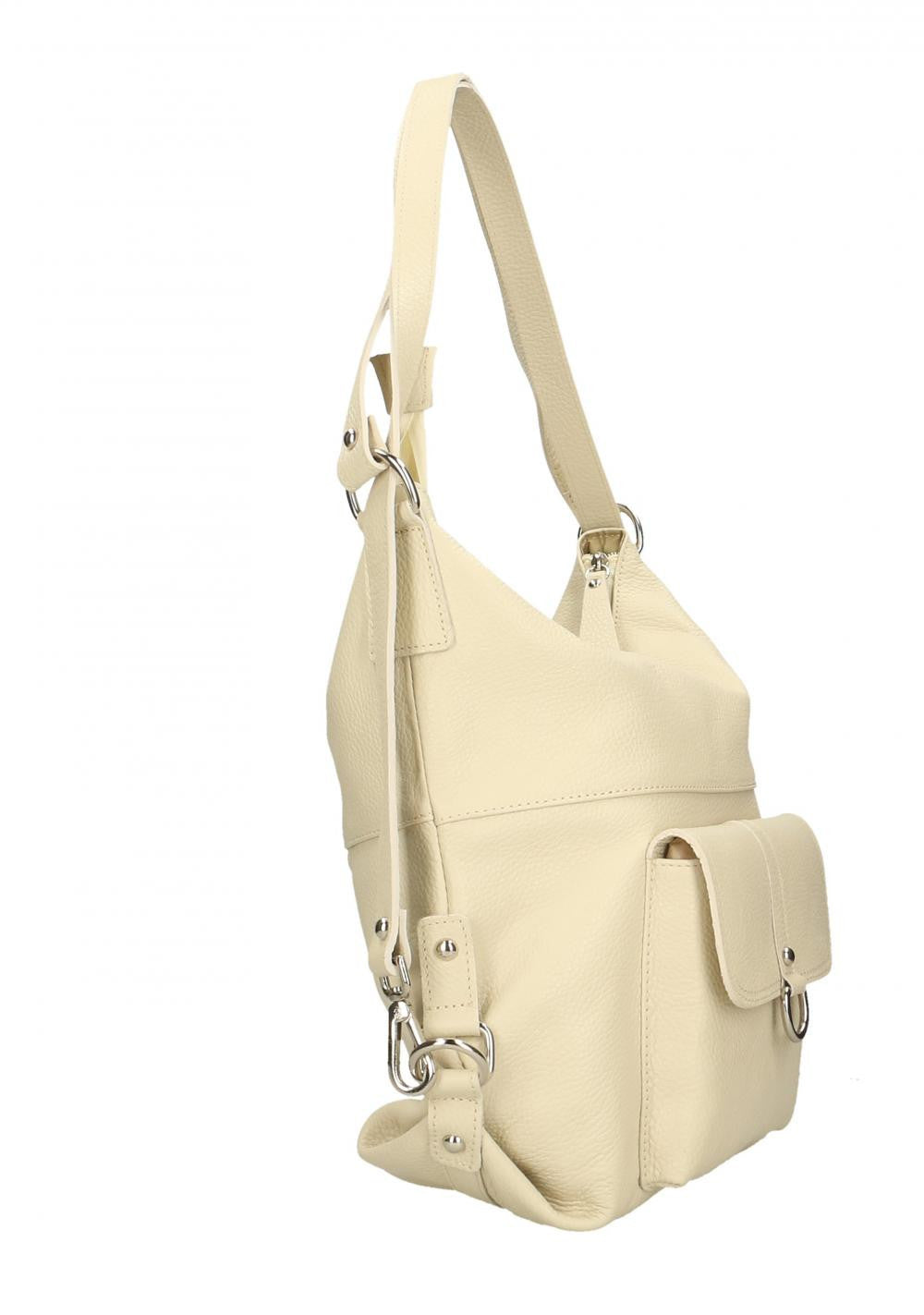 Sac multiposition en cuir grainé RIMINI Beige crème