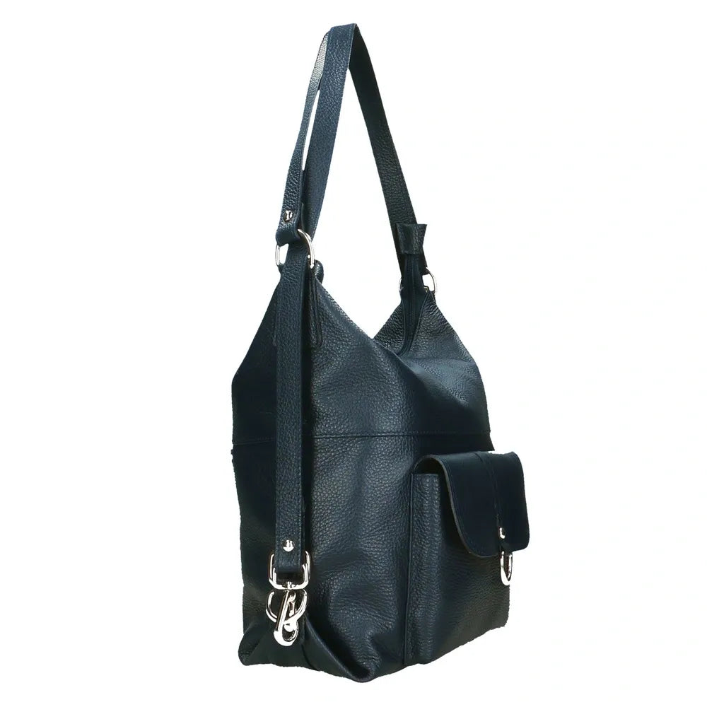 Sac multiposition en cuir grainé RIMINI Bleu marine