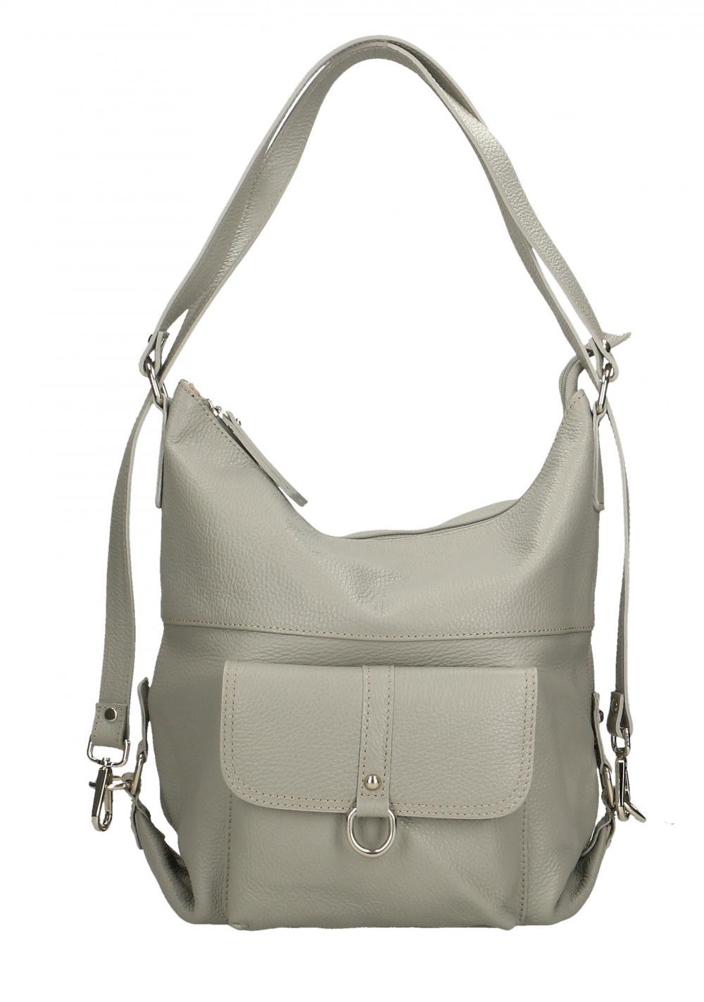 Sac multiposition en cuir grainé RIMINI Gris clair