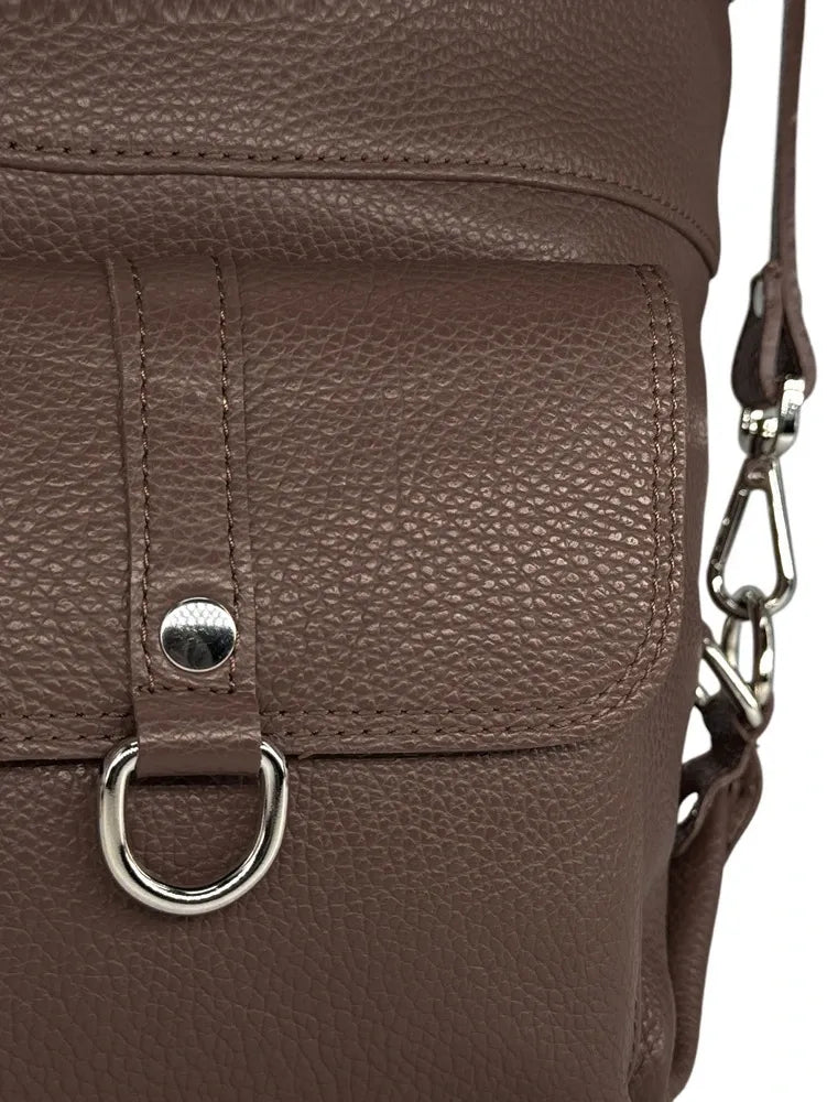 Sac multiposition en cuir grainé RIMINI Chocolat