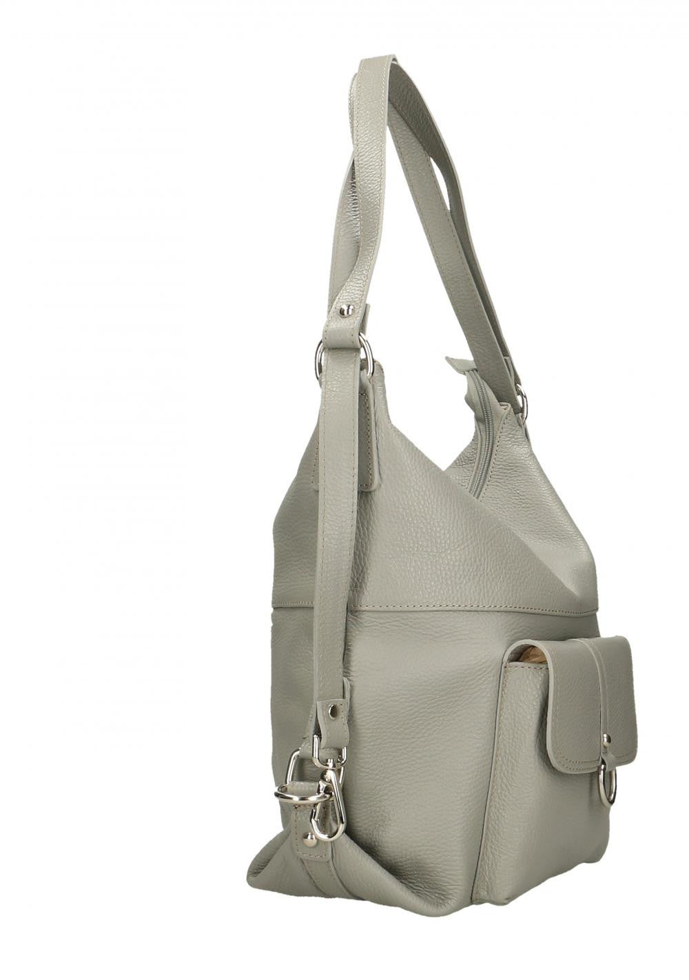 Sac multiposition en cuir grainé RIMINI Gris clair