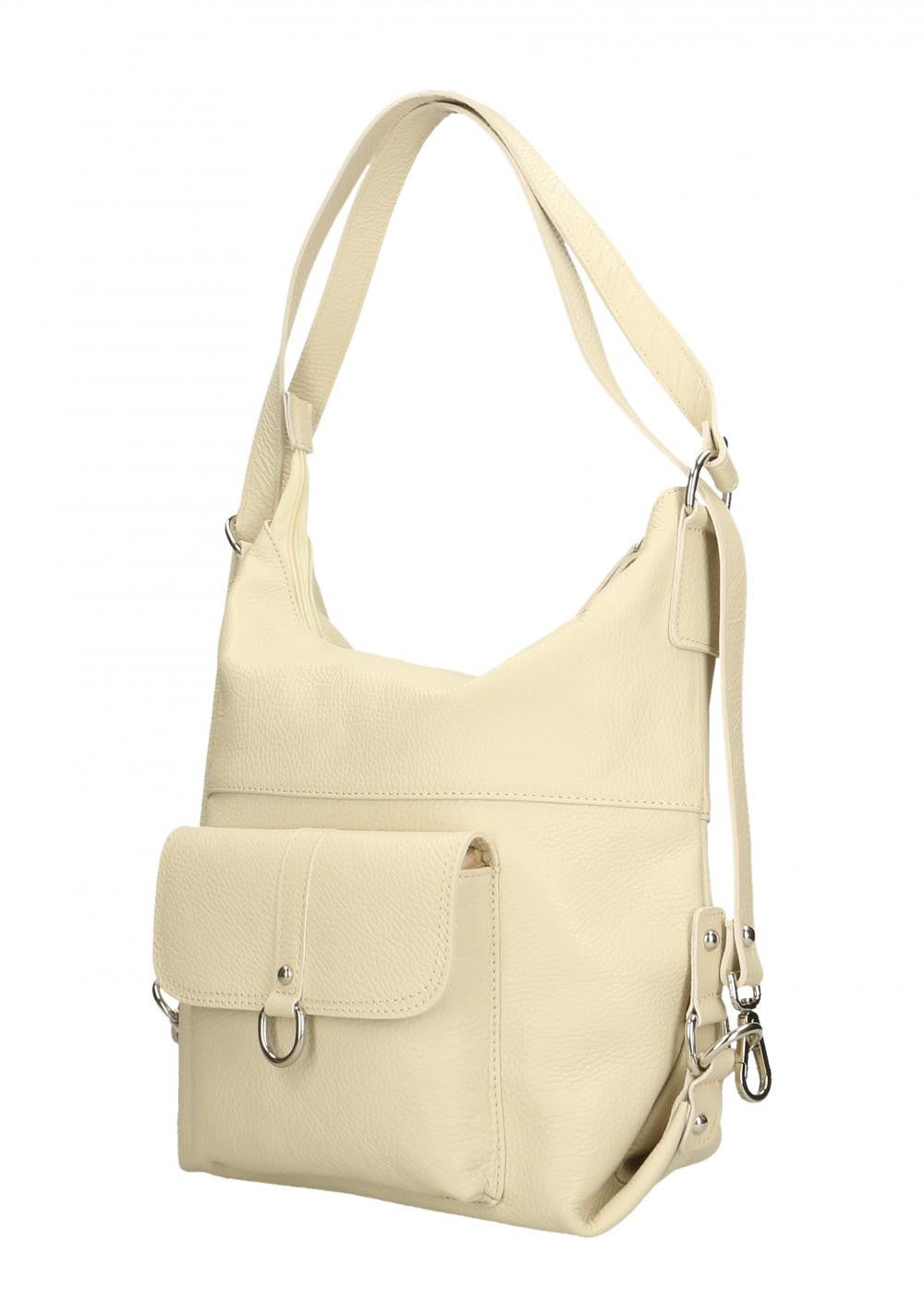 Sac multiposition en cuir grainé RIMINI Beige crème