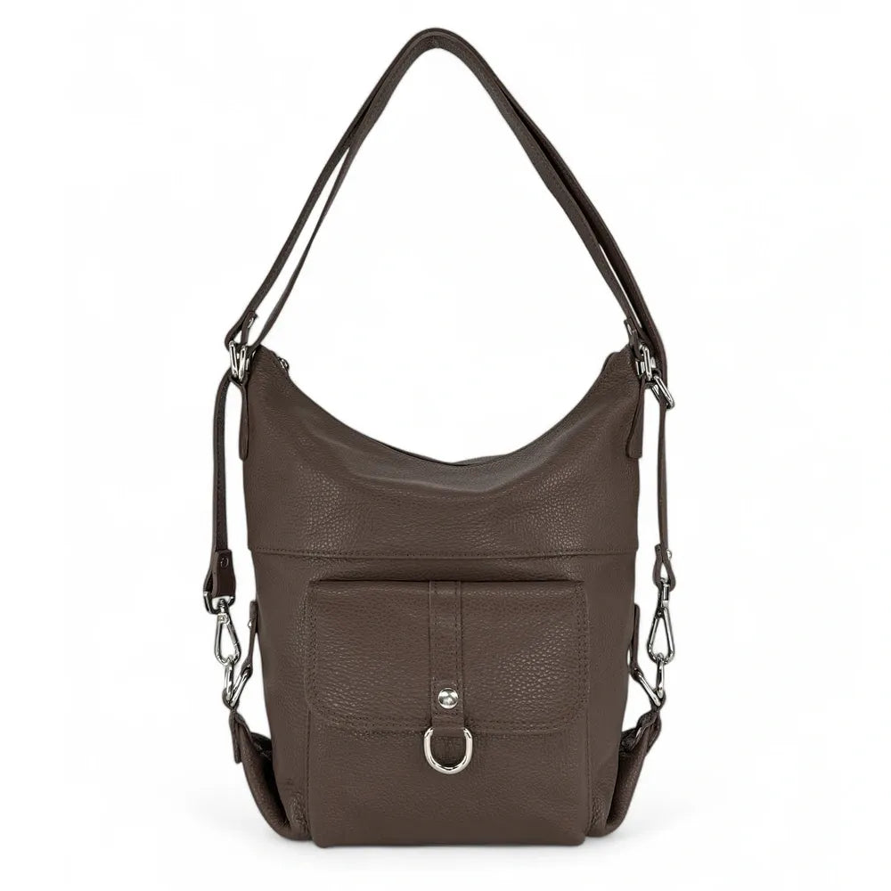 Sac multiposition en cuir grainé RIMINI Chocolat