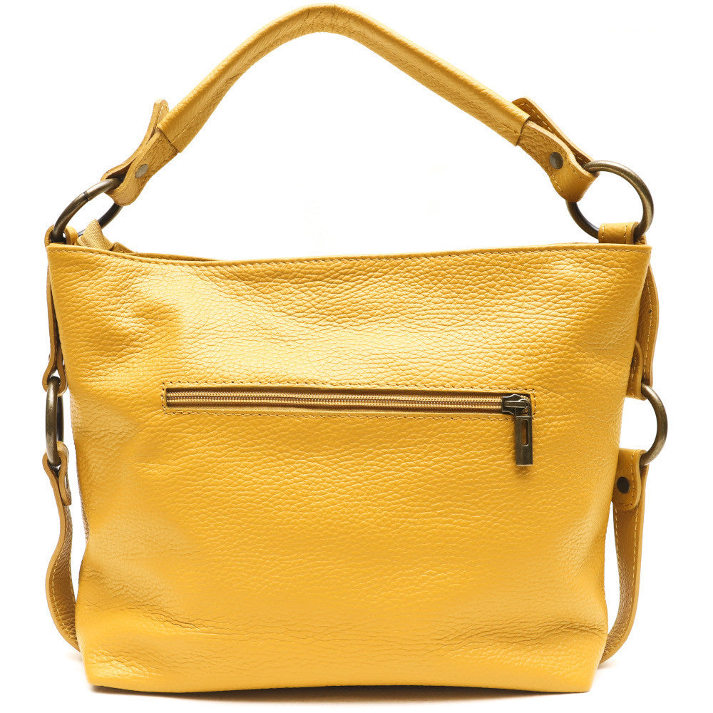 Sac à main en cuir grainé italien SETE B Jaune Moutarde
