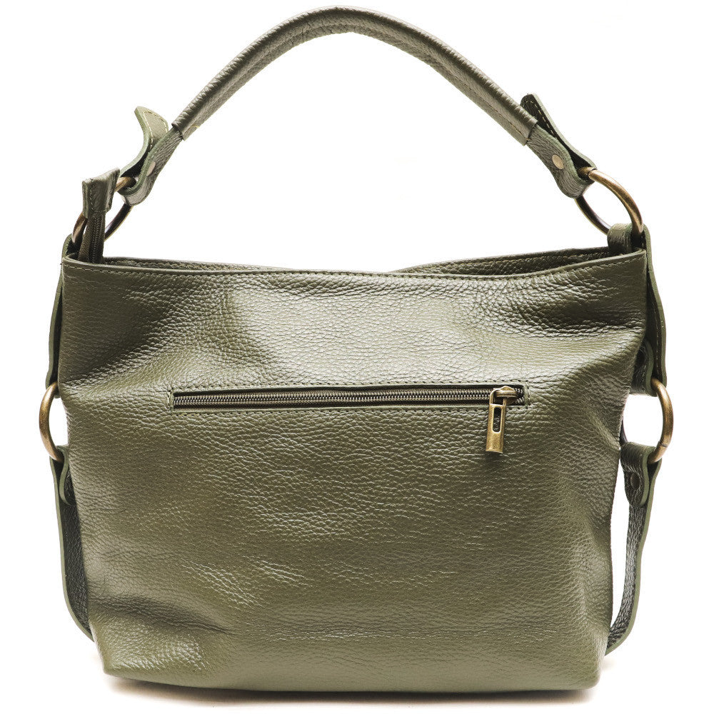 Sac à main en cuir grainé italien SETE B Kaki
