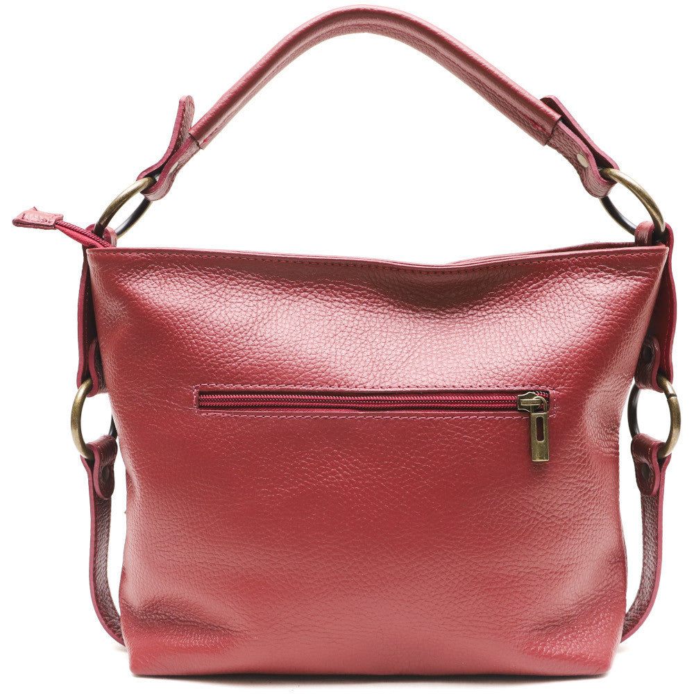 Sac à main en cuir grainé italien SETE B Rouge magenta