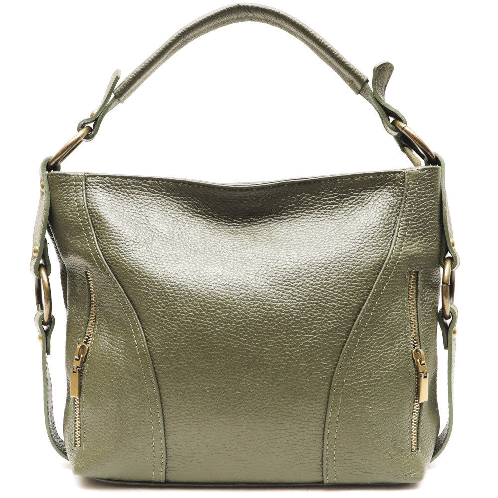 Sac à main en cuir grainé italien SETE B Kaki