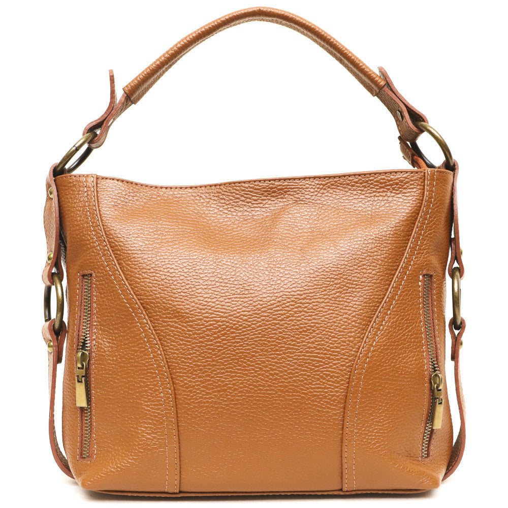 Sac à main en cuir grainé italien SETE B Camel