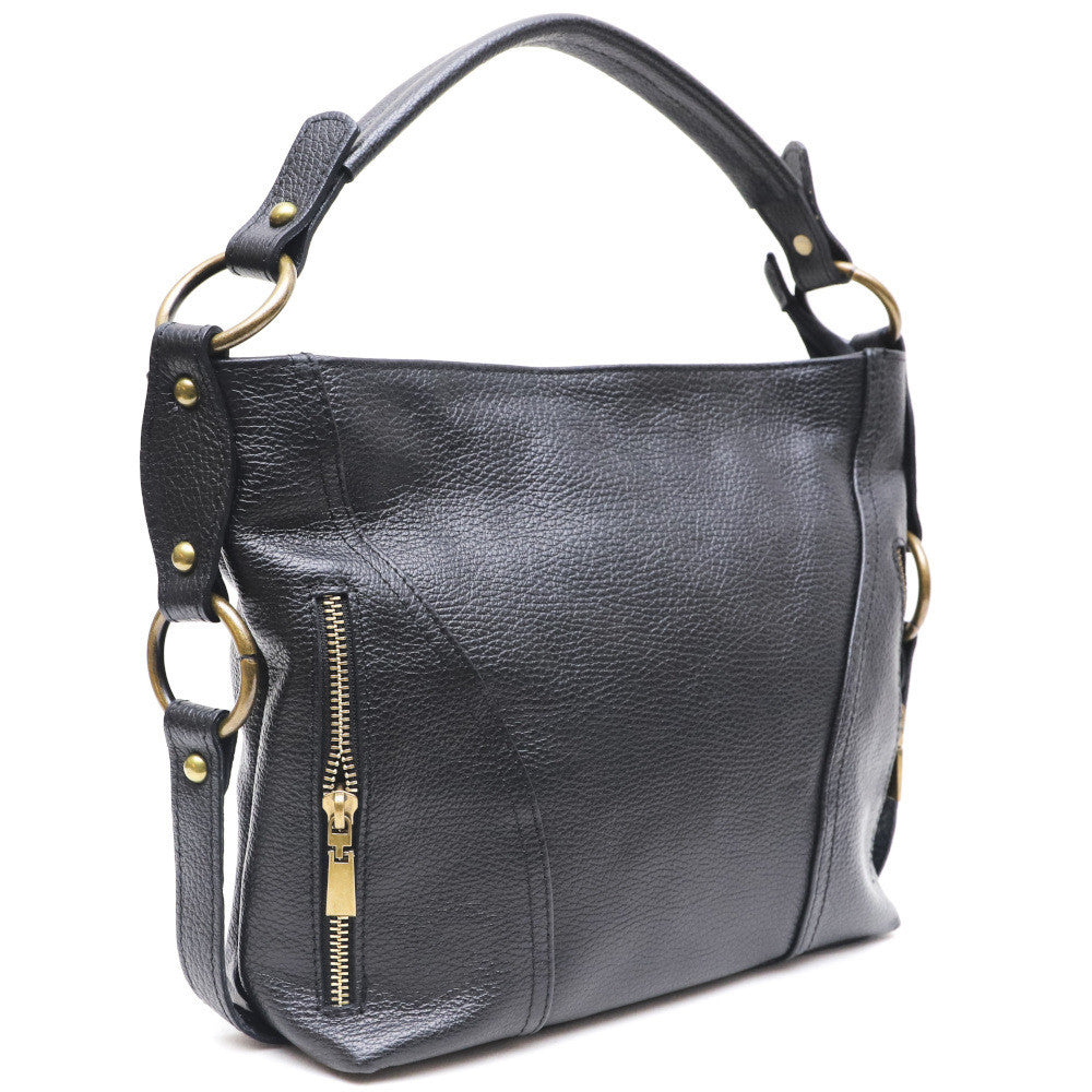 Sac à main en cuir grainé italien SETE B Noir
