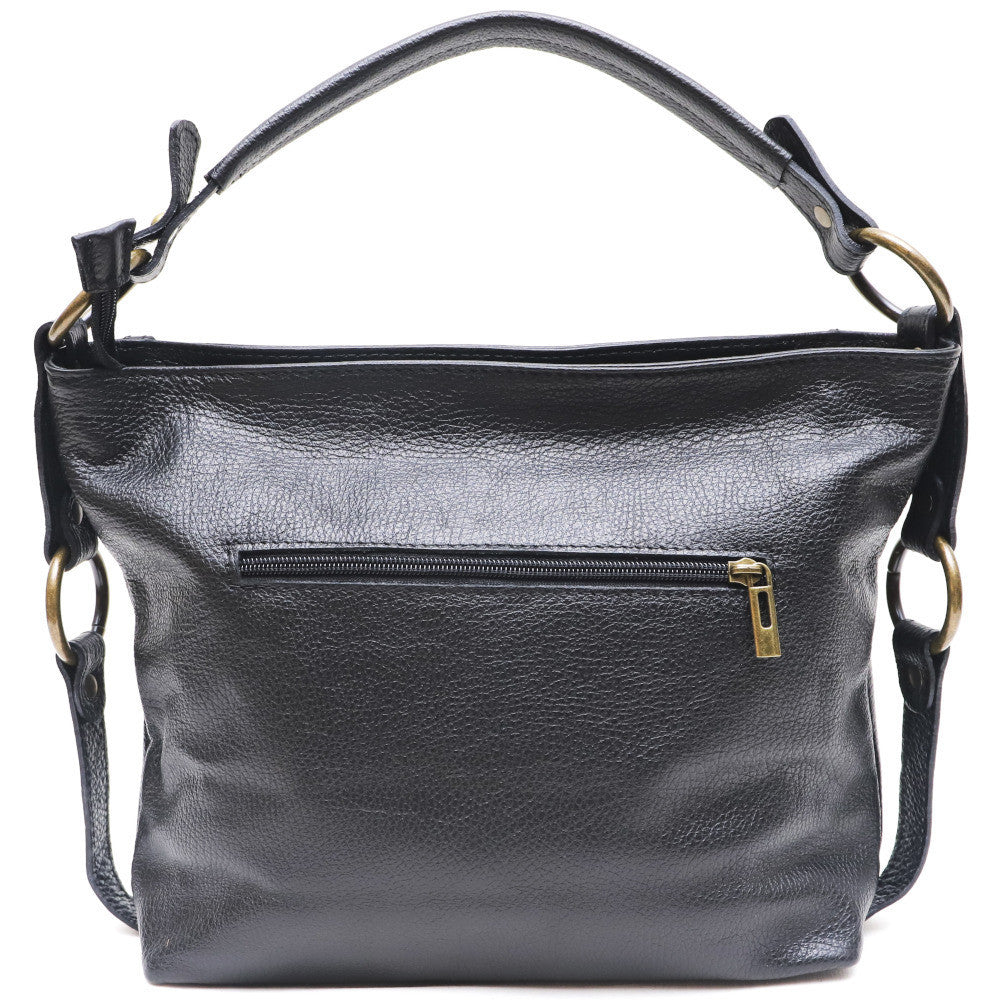 Sac à main en cuir grainé italien SETE B Noir