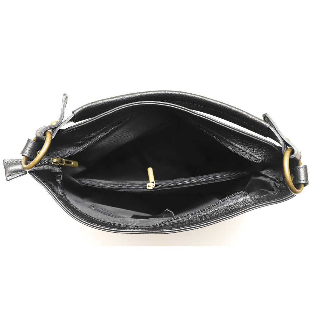 Sac à main en cuir grainé italien SETE B Noir
