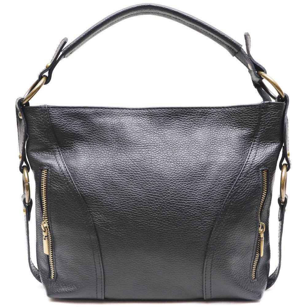Sac à main en cuir grainé italien SETE B Noir