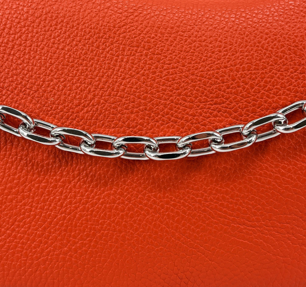 Sac french stick en cuir grainé VICTORIA Orange