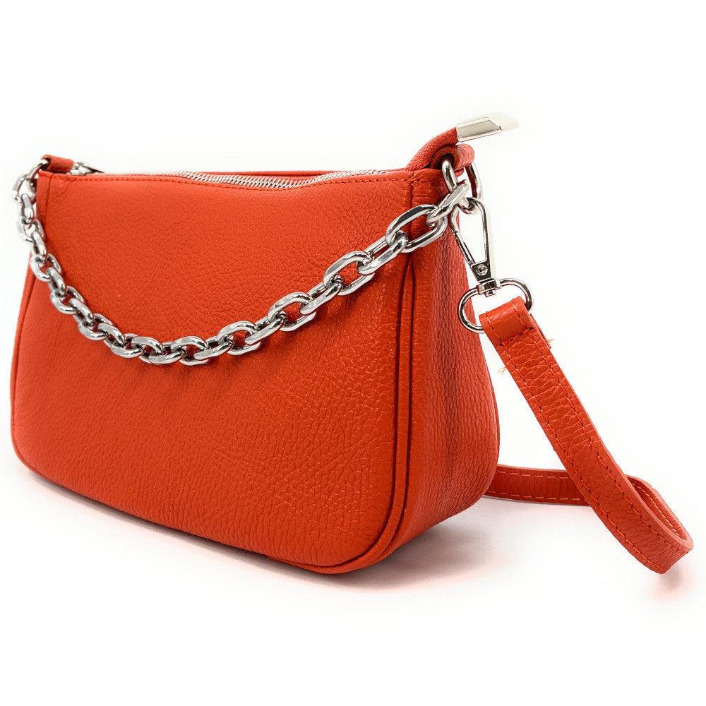 Sac french stick en cuir grainé VICTORIA Orange