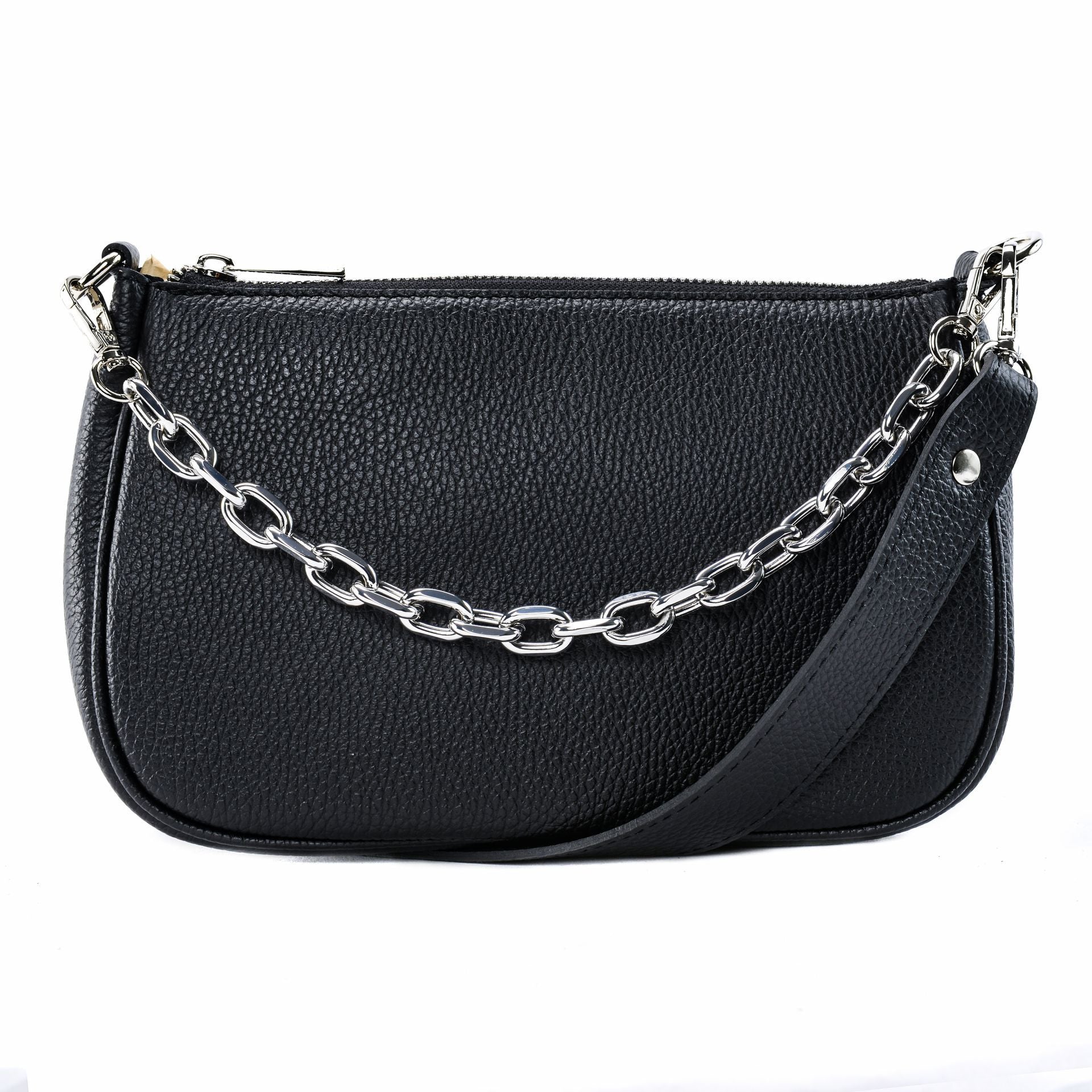 Sac french stick en cuir grainé VICTORIA Noir