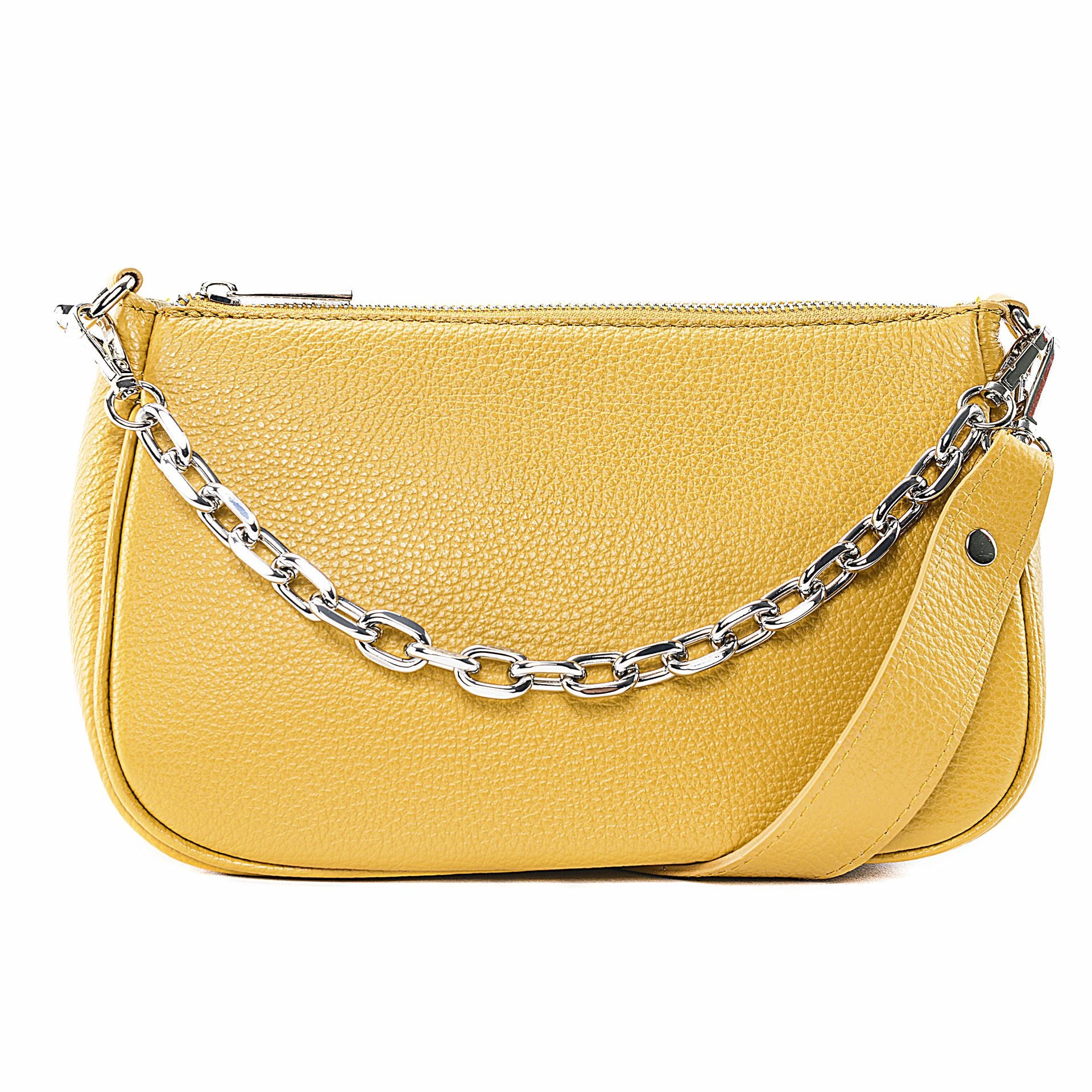 Sac french stick en cuir grainé VICTORIA Jaune Moutarde