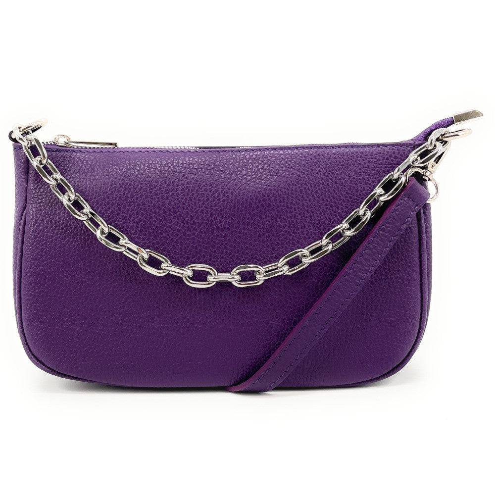 Sac french stick en cuir grainé VICTORIA Violet