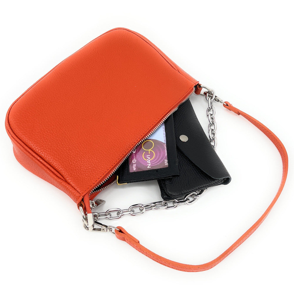 Sac french stick en cuir grainé VICTORIA Orange