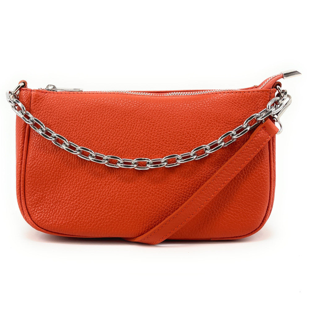 Sac french stick en cuir grainé VICTORIA Orange