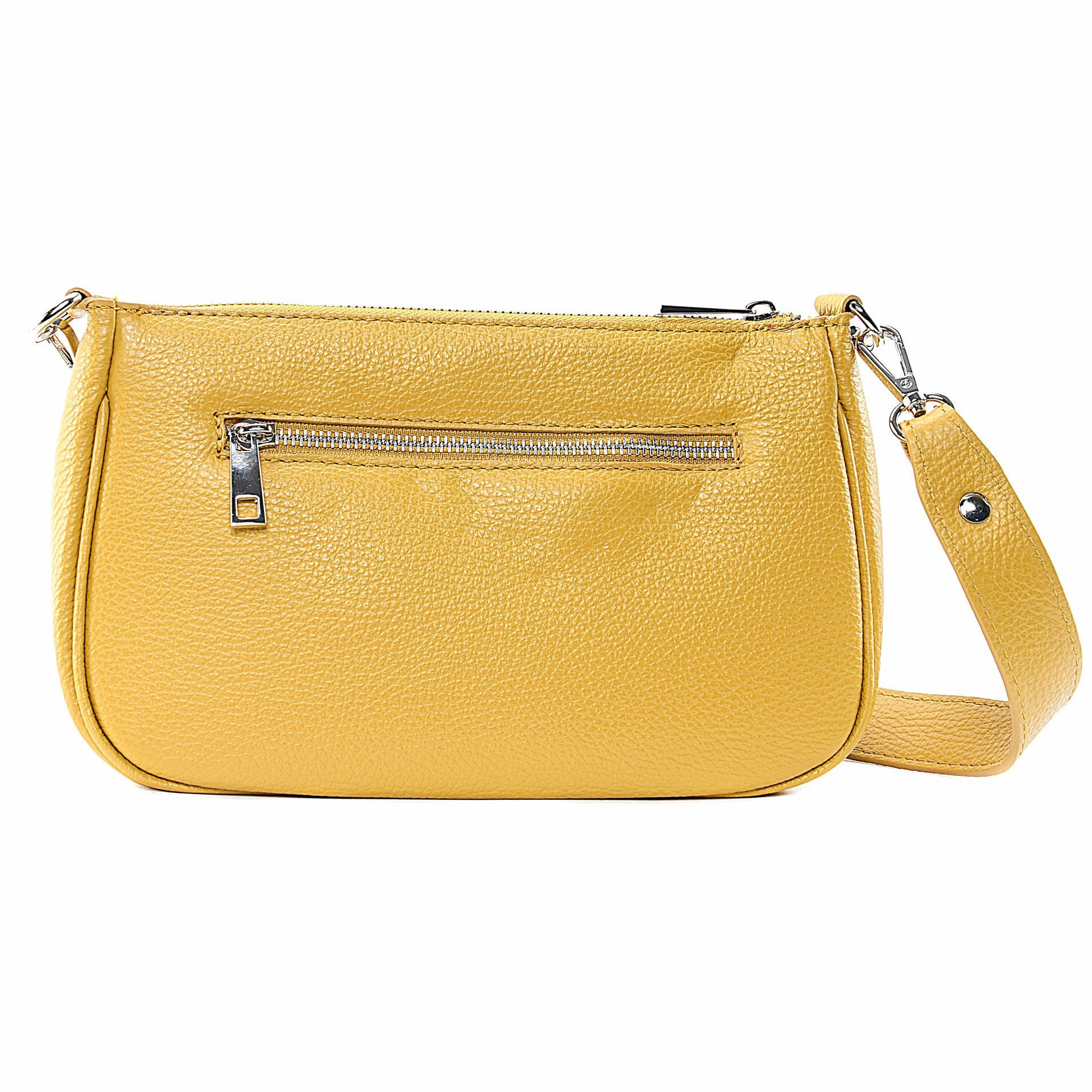 Sac french stick en cuir grainé VICTORIA Jaune Moutarde