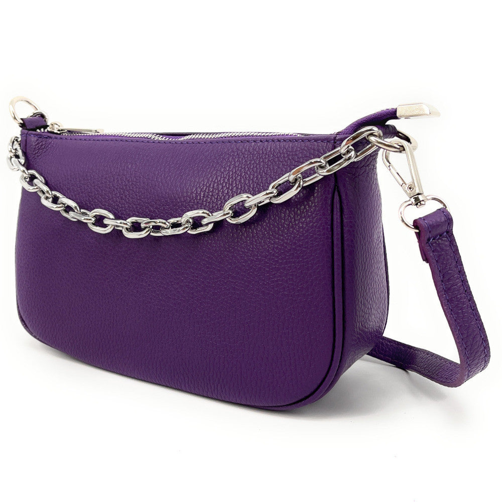 Sac french stick en cuir grainé VICTORIA Violet
