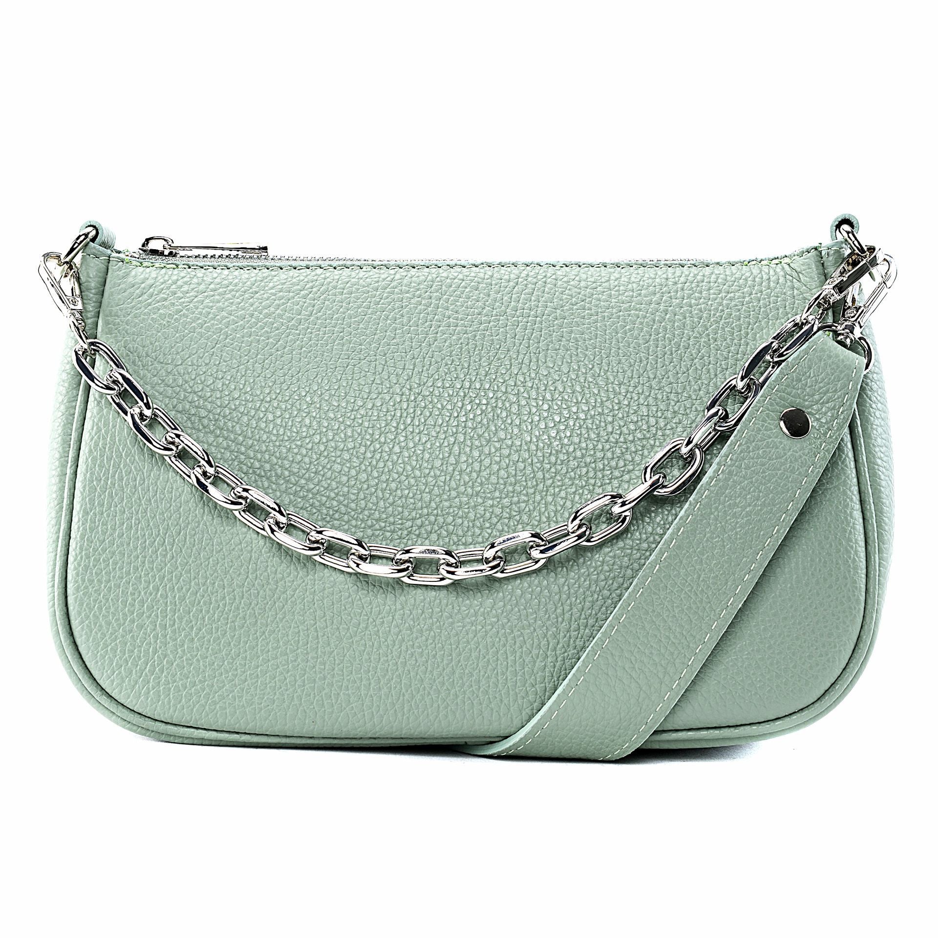 Sac french stick en cuir grainé VICTORIA Vert pastel