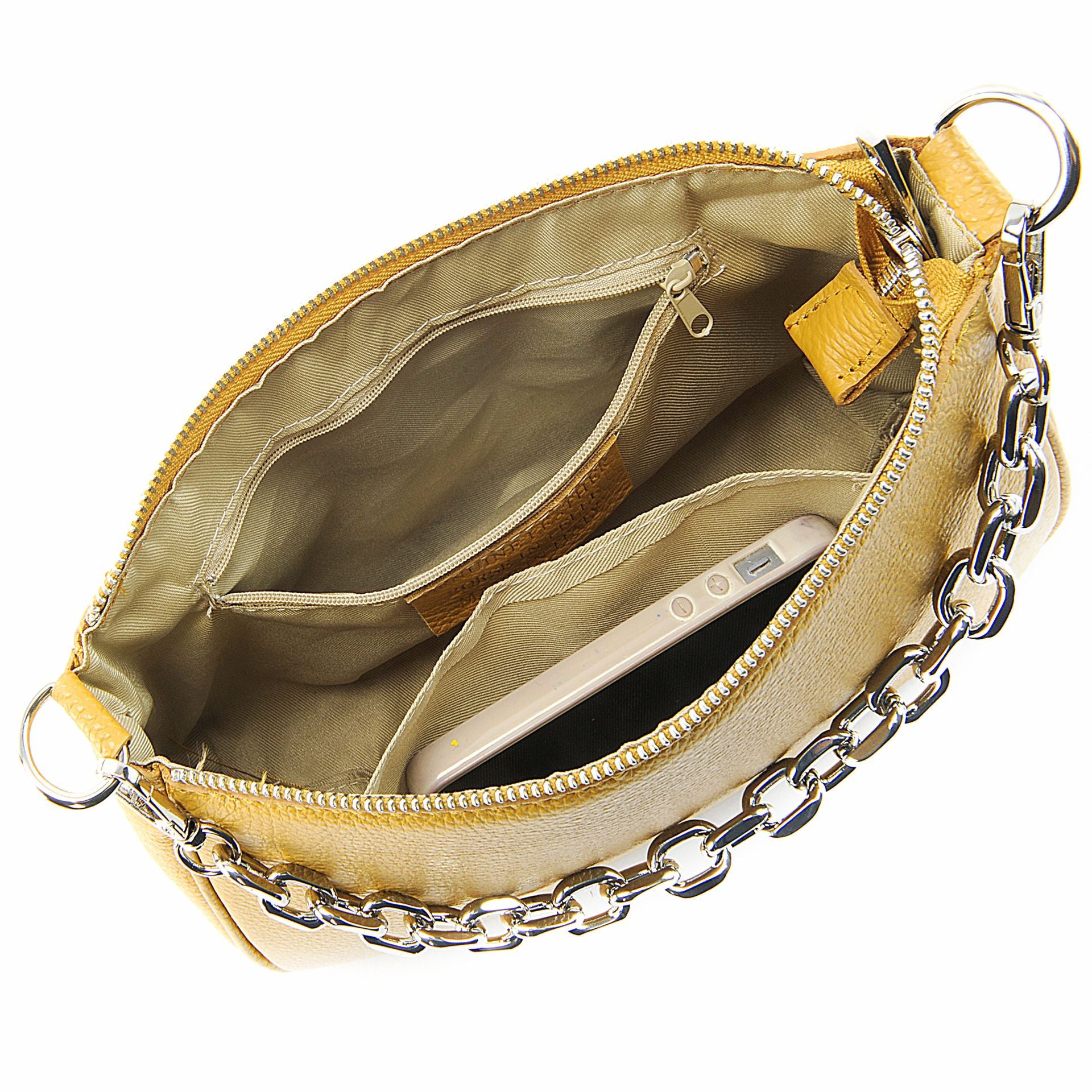 Sac french stick en cuir grainé VICTORIA Jaune Moutarde