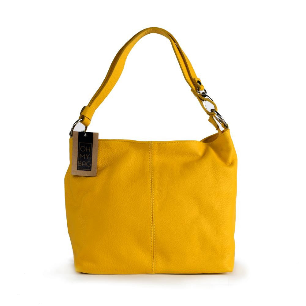 Sac à main en cuir grainé KUTA Jaune Moutarde