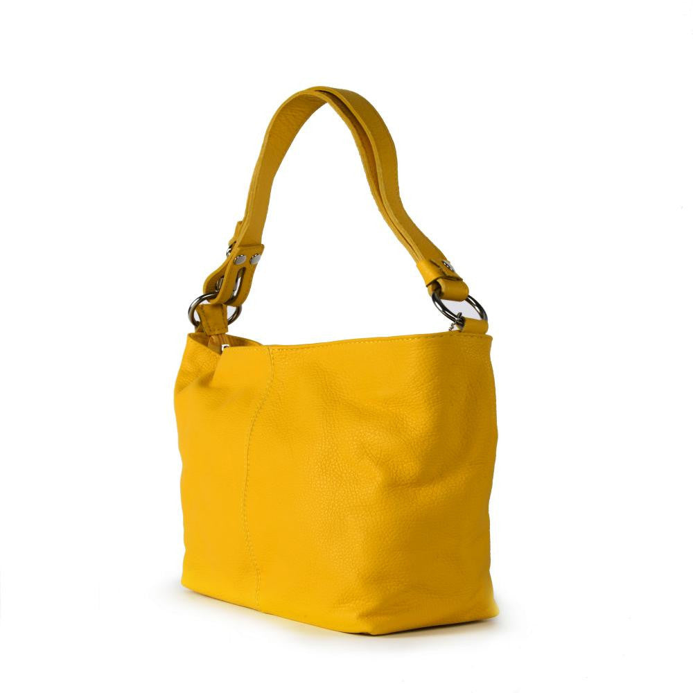 Sac à main en cuir grainé KUTA Jaune Moutarde