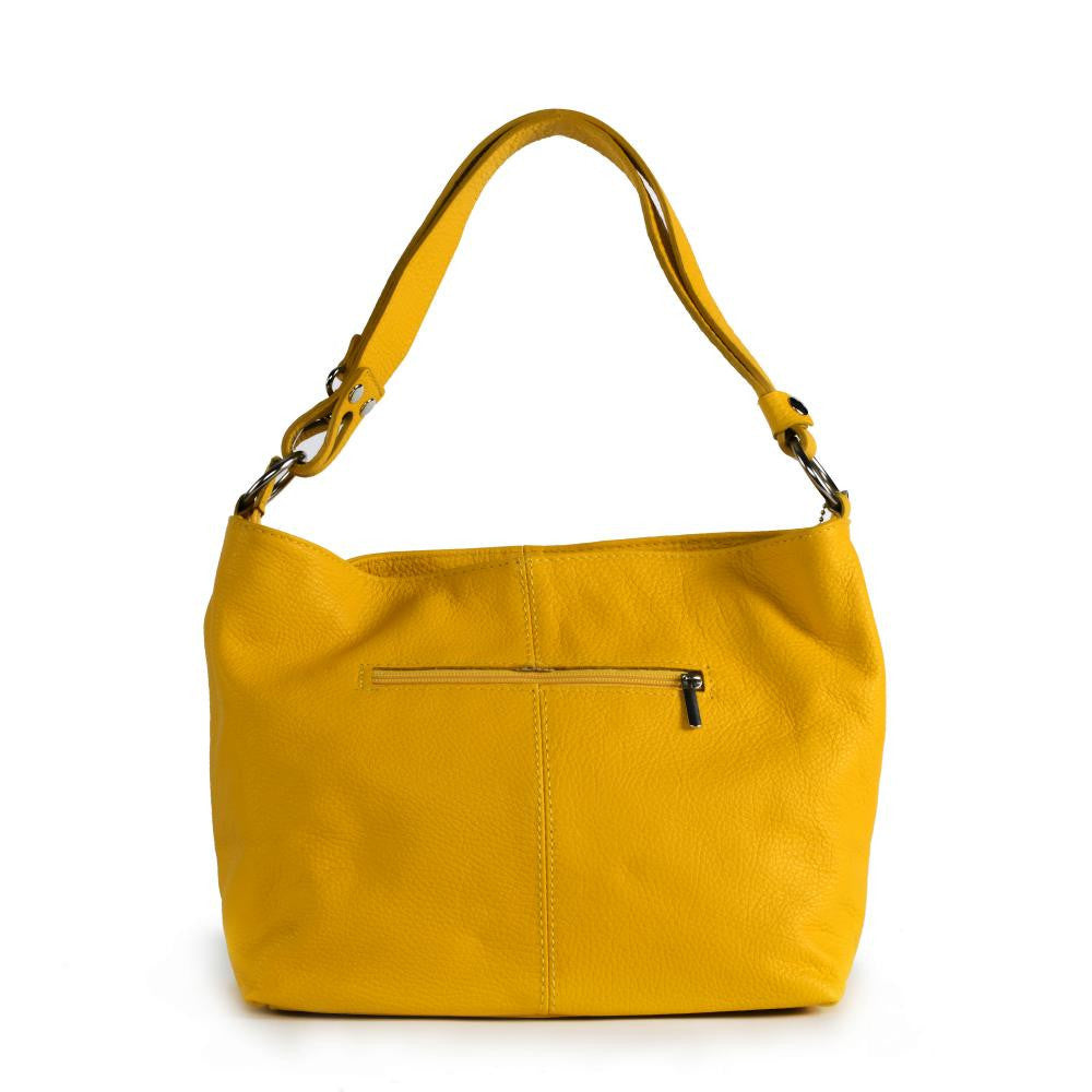 Sac à main en cuir grainé KUTA Jaune Moutarde