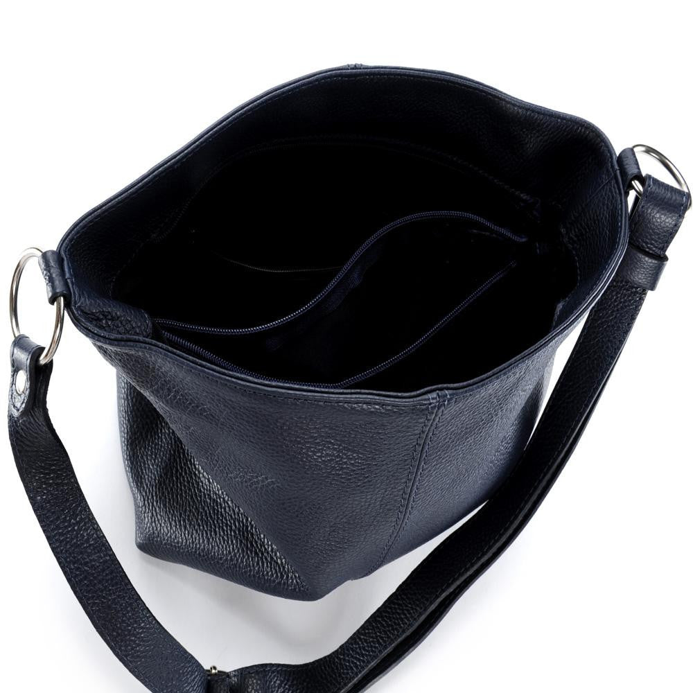 Sac à main en cuir grainé KUTA Bleu marine
