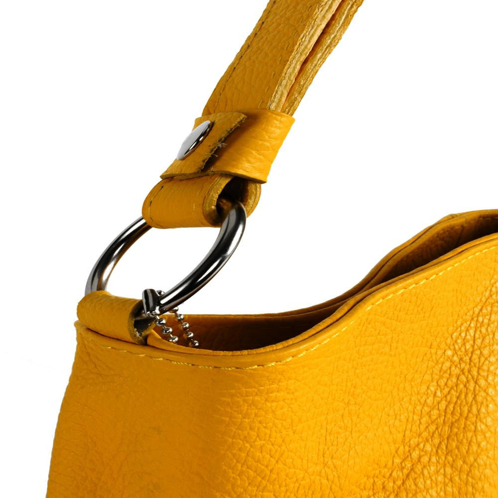 Sac à main en cuir grainé KUTA Jaune Moutarde
