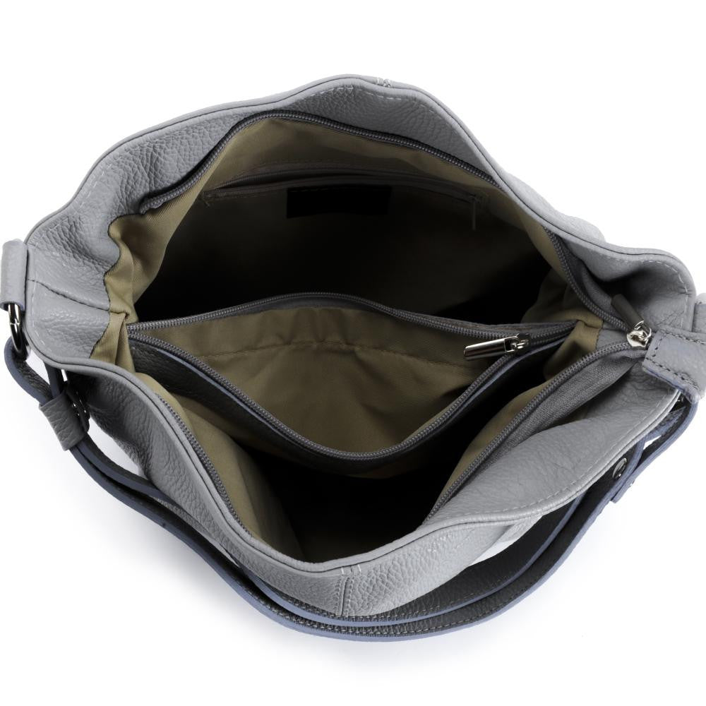Sac à main en cuir grainé KUTA Gris clair