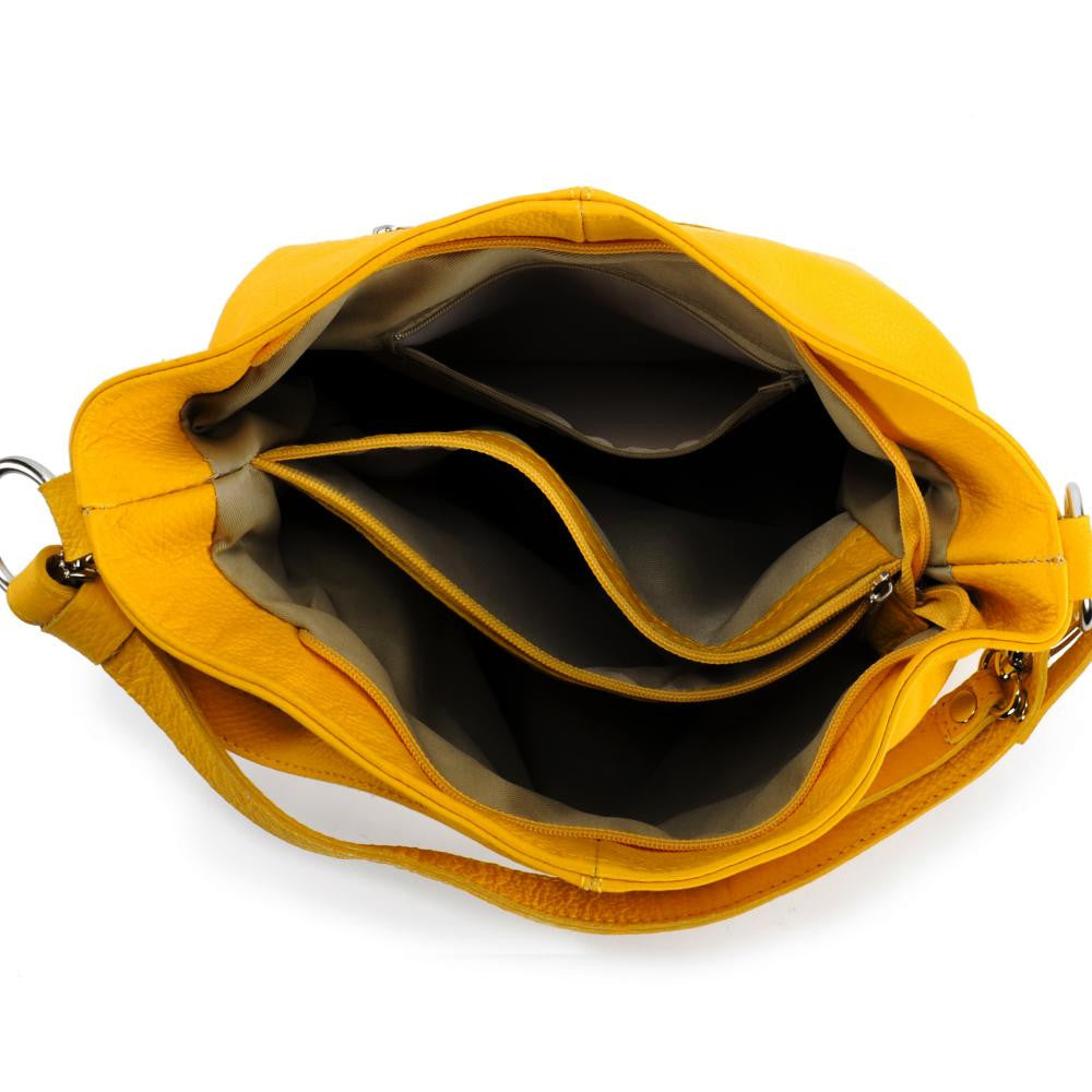 Sac à main en cuir grainé KUTA Jaune Moutarde
