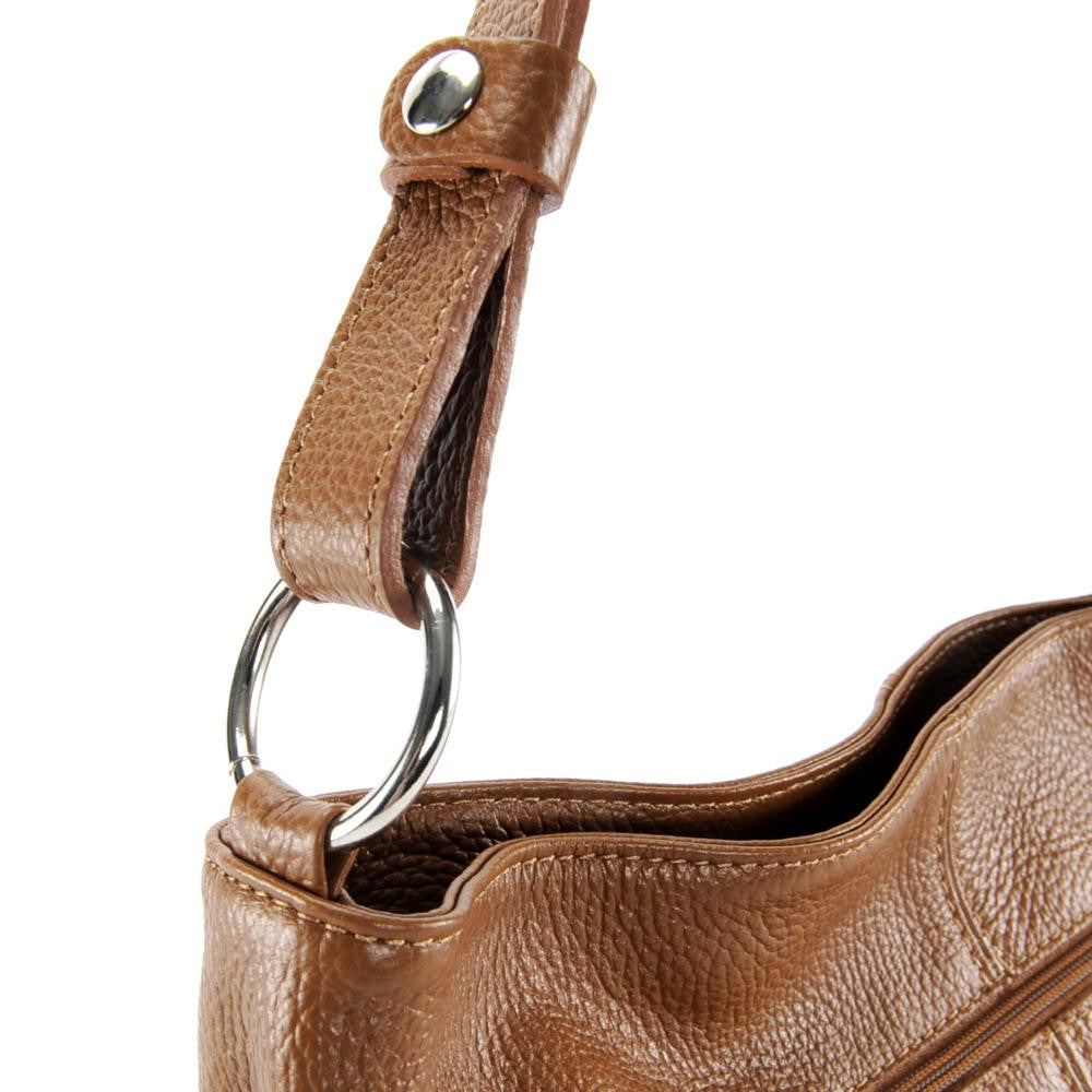 Sac à main en cuir grainé KUTA Camel foncé