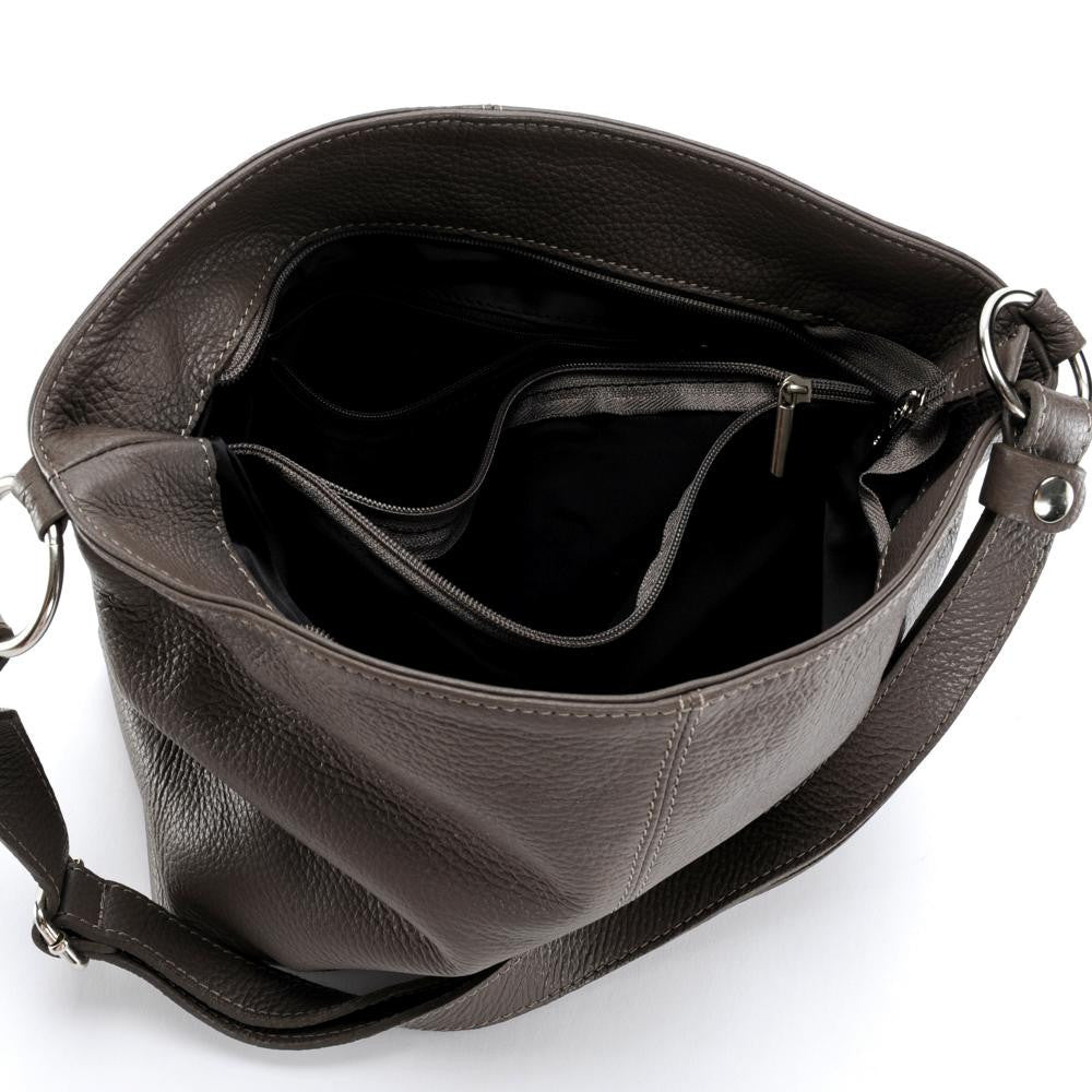 Sac à main en cuir grainé KUTA Taupe foncé