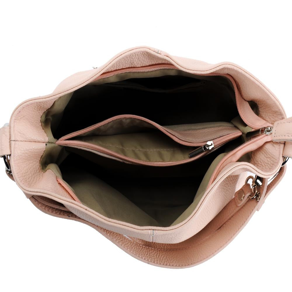 Sac à main en cuir grainé KUTA Rose nude