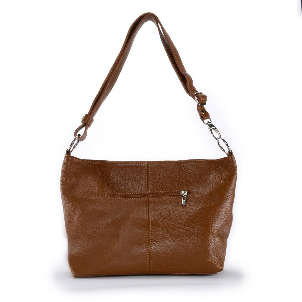 Sac à main en cuir grainé KUTA Camel foncé