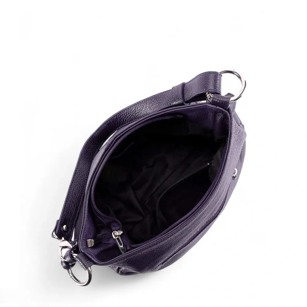 Sac à main en cuir grainé LOBE Violet