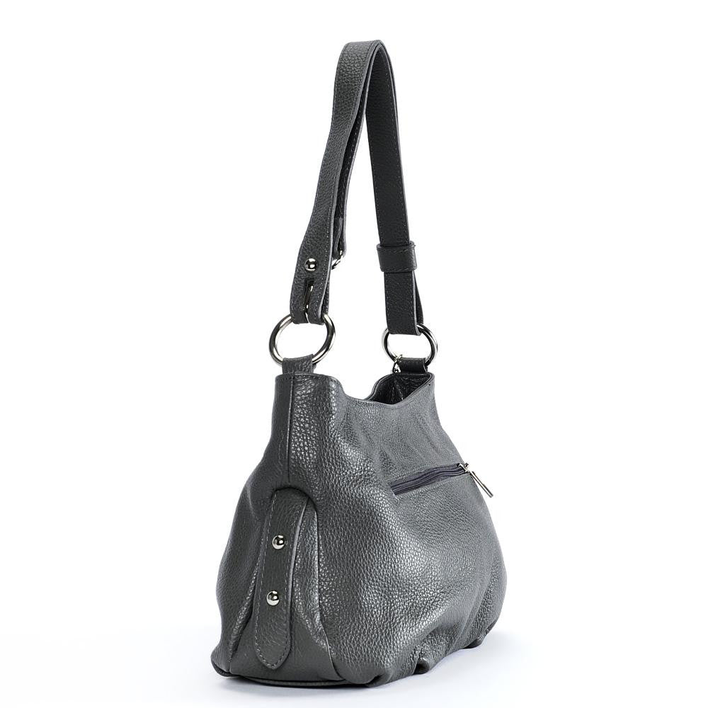 Sac à main en cuir grainé LOBE Gris foncé