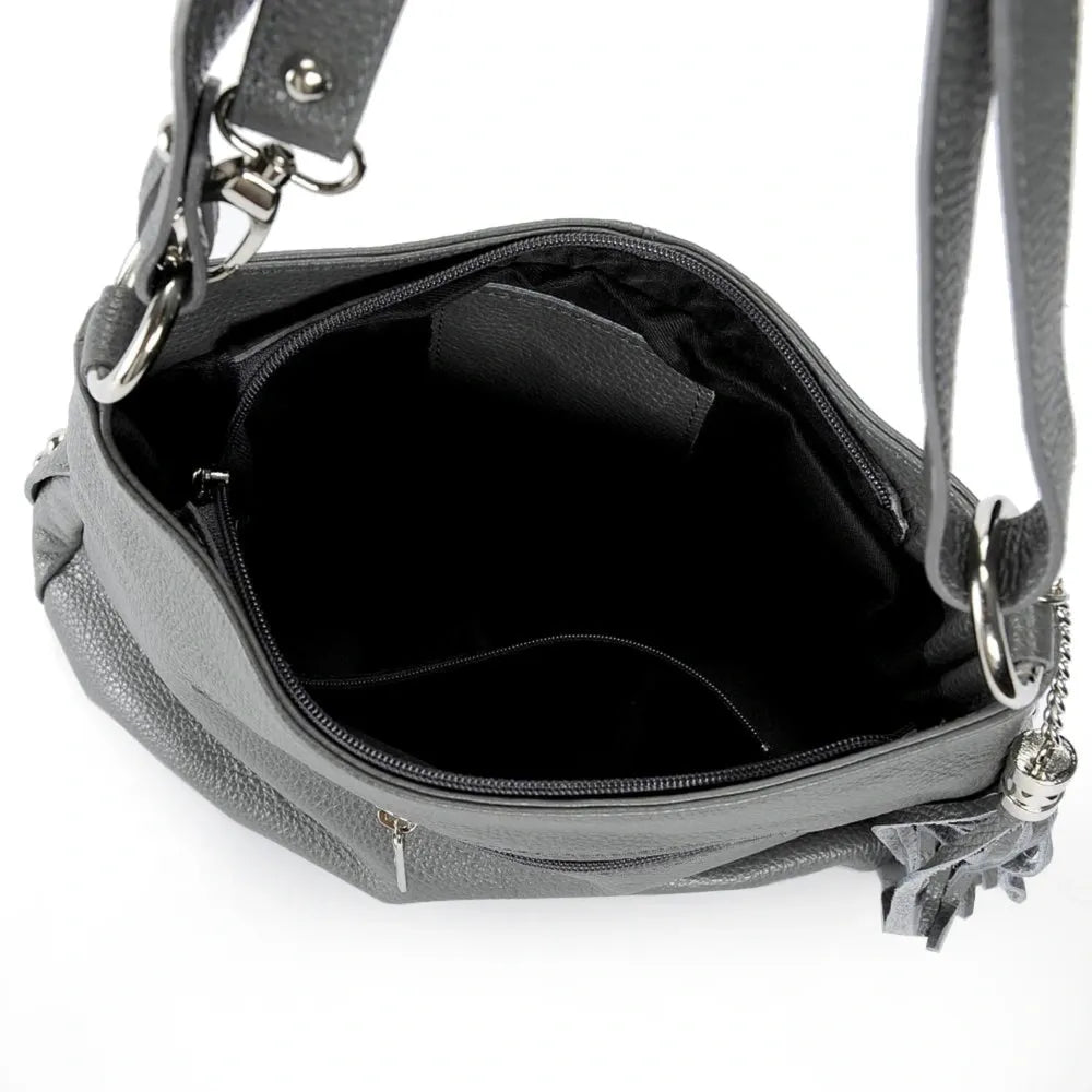 Sac à main en cuir grainé LOBE Gris clair