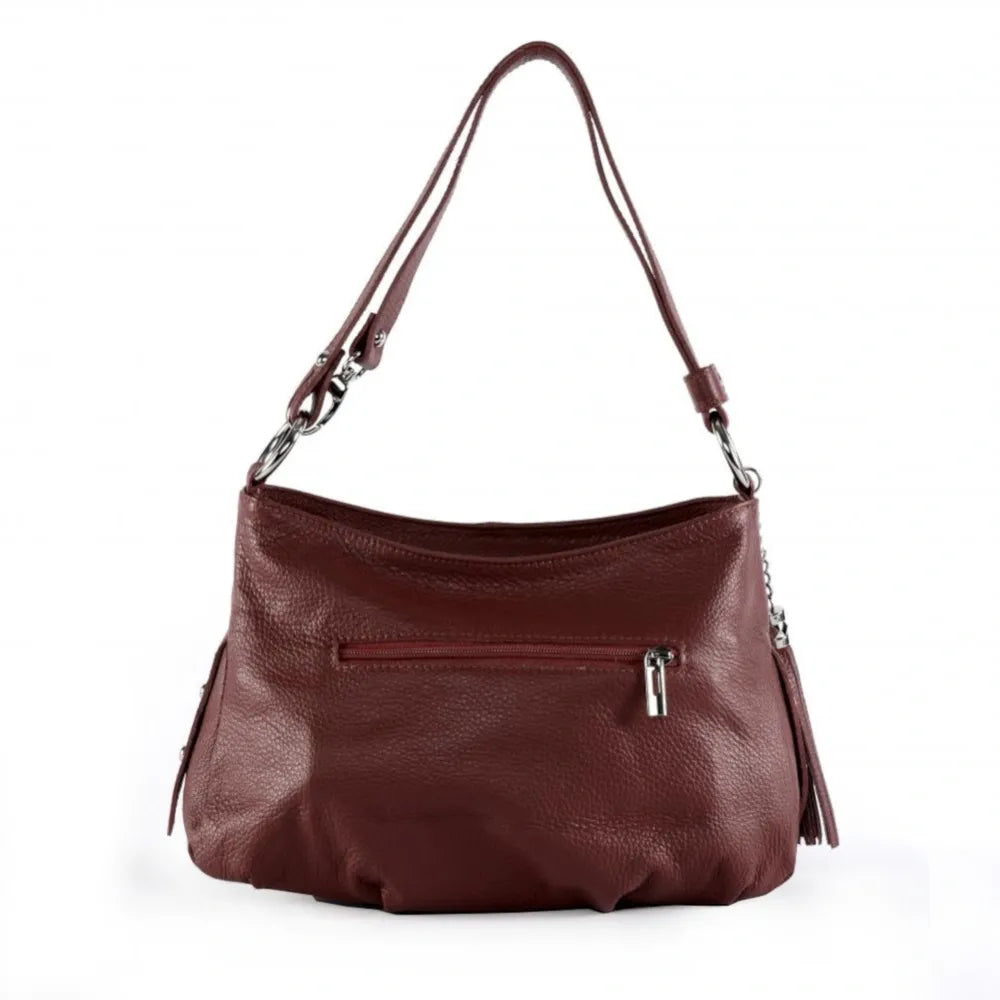 Sac à main en cuir grainé LOBE Rouge foncé