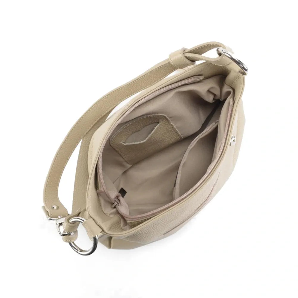 Sac à main en cuir grainé LOBE Taupe clair