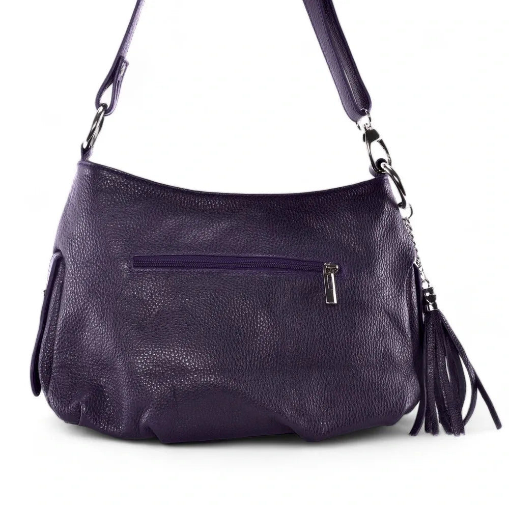Sac à main en cuir grainé LOBE Violet