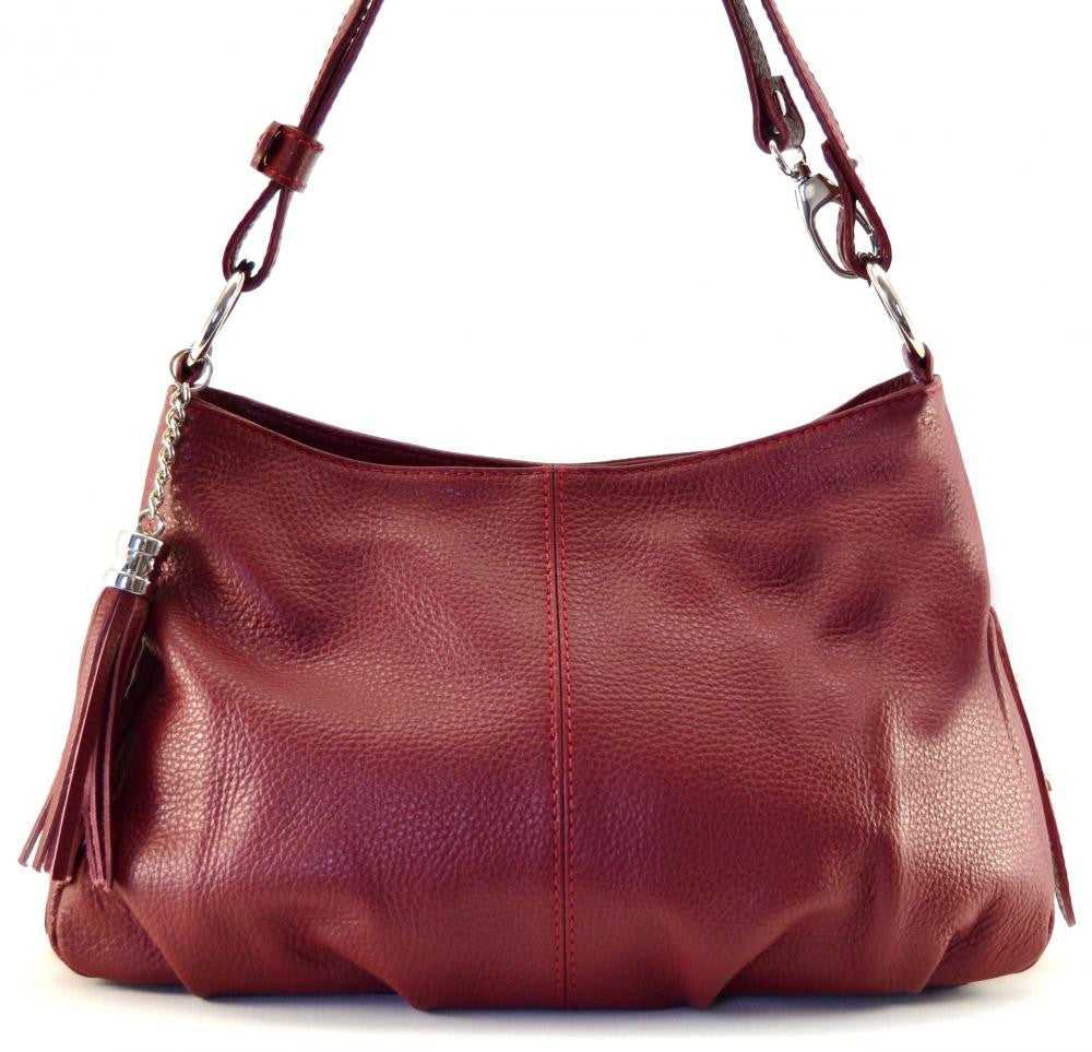 Sac à main en cuir grainé LOBE Rouge foncé