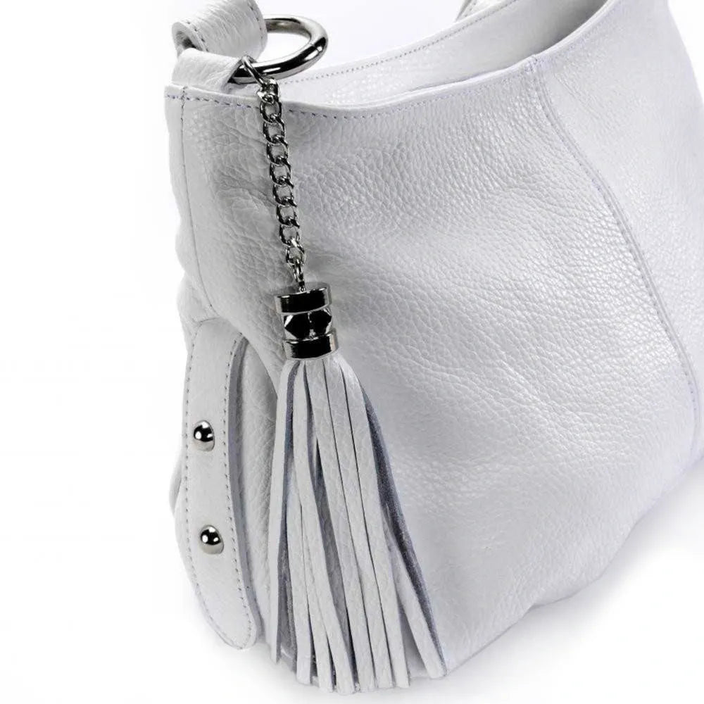 Sac à main en cuir grainé LOBE Blanc